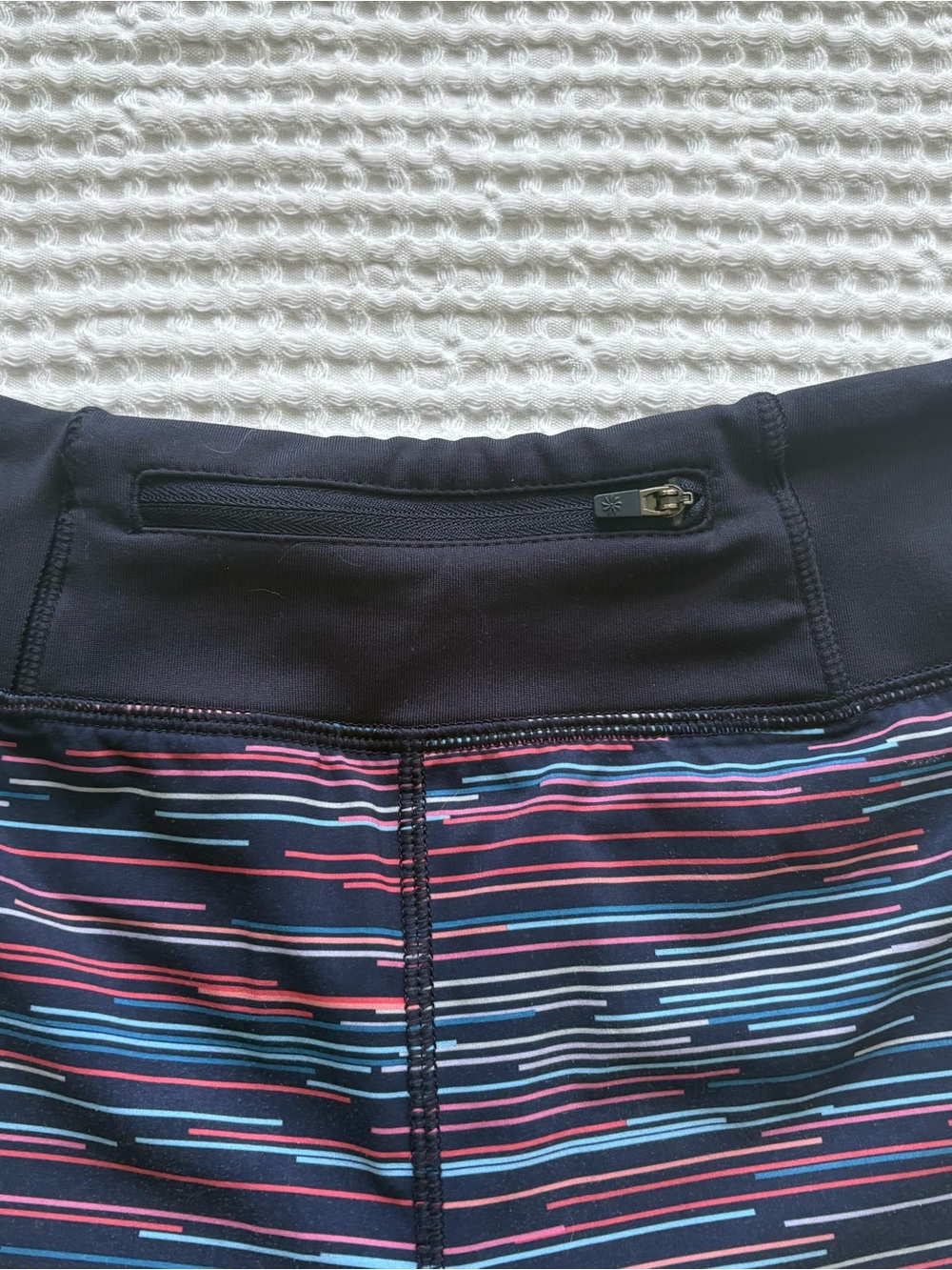 Athleta Ready Set Go Short Blue Jigsaw Stripe Graphic Print Built-In Brief: S - Picture 8 of 10